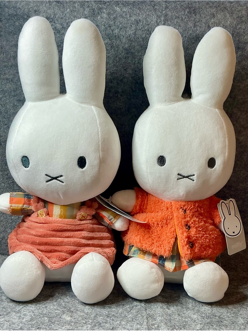 miffy Plush Pair in White with Orange Fall Outfits